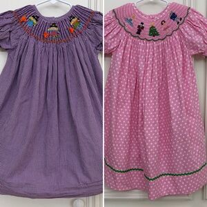 Eliza James Dress-Set of 2 Girls 2T Smocked Holiday Nutcracker & Fall Scarecrows